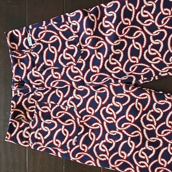 Anthropologie Maeve Colette Cropped Wide-Leg Pants Ponte Edition Navy Chain - 30 - Picture 4 of 16